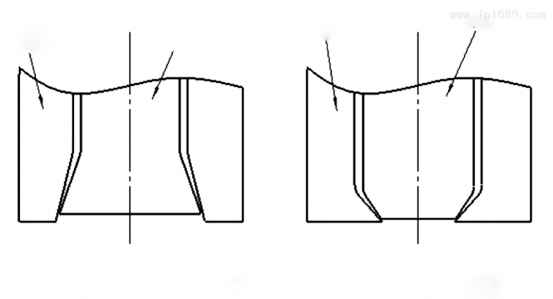 图 ５ 型坯 出 口 两 种 类 型 示 意 图