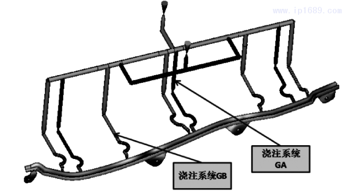 图 4 独立式双浇注系统 ( PP 注塑段)